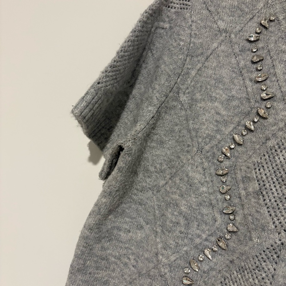 Cece argyle embellished short sleeve sweater grey size‎ Large - Picture 4 of 5